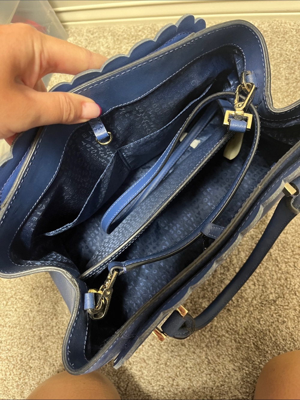 kate spade Blue Scalloped Leather Handbag - Picture 3 of 5